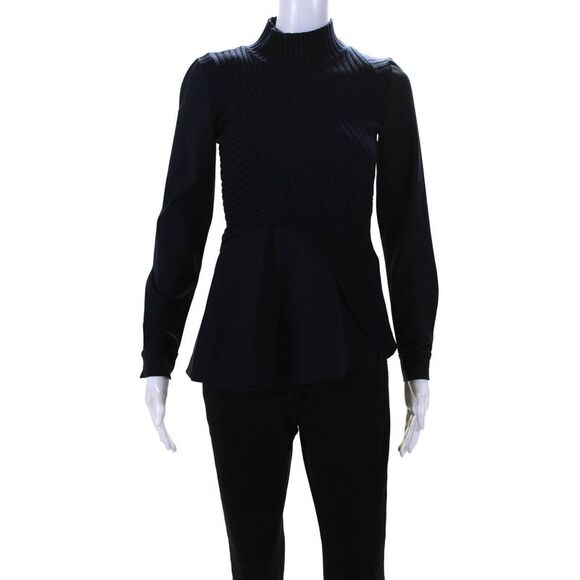 MARYLING Womens Navy Combo Turtleneck Sweater Blue Size 2 12406574 - Picture 1 of 5